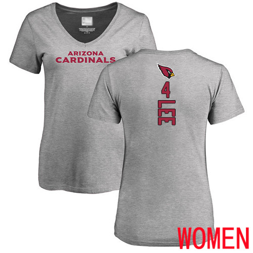 Arizona Cardinals Ash Women Andy Lee Backer V-Neck NFL Football #4 T Shirt